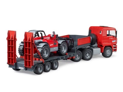 Bruder kamion MAN TGA s niskom prikolicom i teleskopskim utovarivačem Manitou