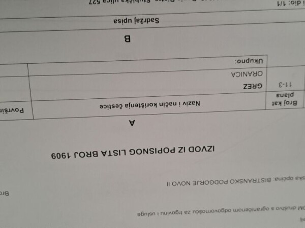 Prodajem poljoprivredno zemljište u Bistri