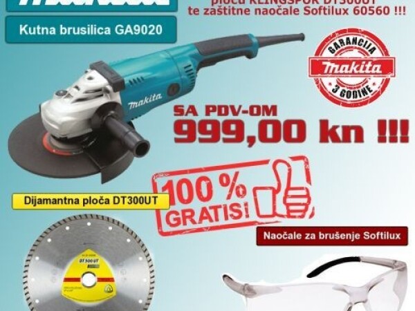 Brusilica GA 9020 Makita + Klingspor DT 300UT + naočale (Promo cijena!!!)