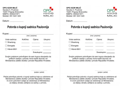 Paulovnije sadnice jednogodišnje za proljeć 4.mj i sadnice za 15.05