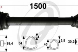 Kardan sa protočnom sklopkom desnom i širokokutnim zglobom 80° kat. 8, 1500 mm (balirka)