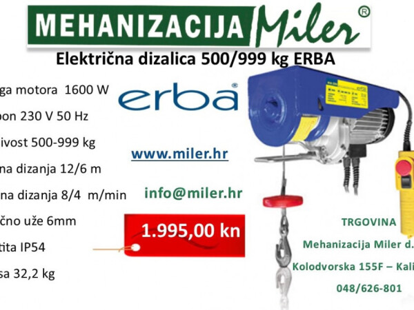 Električna dizalica 500/999 kg ERBA
