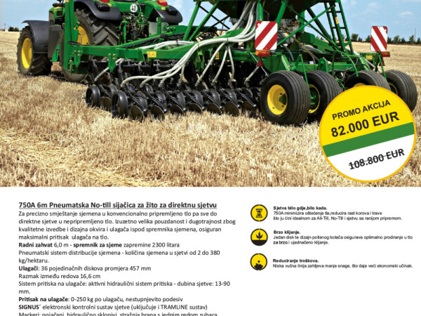 Pneumatska sijačica za žito No-till 750A 6m
