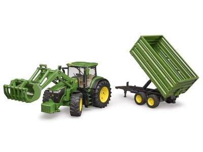 Bruder John Deere 7R 350 s prednjim utovarivačem i tandem kiper prikolicom