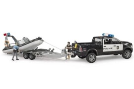 Bruder RAM 2500 policijski kamionet s svjetlosnim i zvučnim modulom, prikolicom, čamcem i 2 figurice