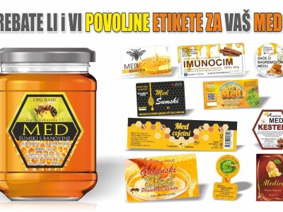 Etikete za med / Naljepnice za staklenke s medom
