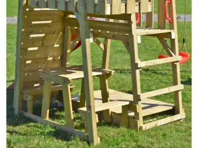 J10 Dječji toranj s toboganom, pješčanikom, klupom za piknik i dvostrukom ljuljačkom