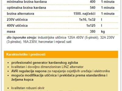 Kardanski generator traktorski MEDVED M-WATT 850-AVR-1500 Linz