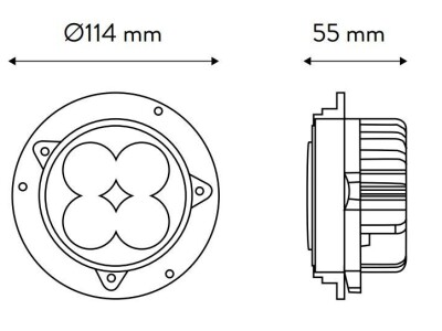 LED radna lampa, 40W, raspršena, okrugla za ugradnju u New Holland