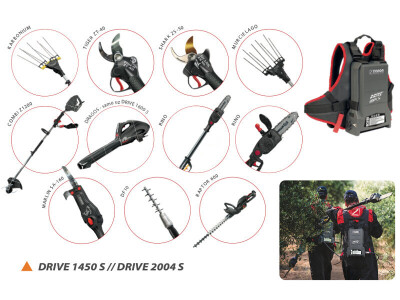 Multifunkcionalne leđne baterije - modeli DRIVE i DRIVE S s pripadajućim alatima