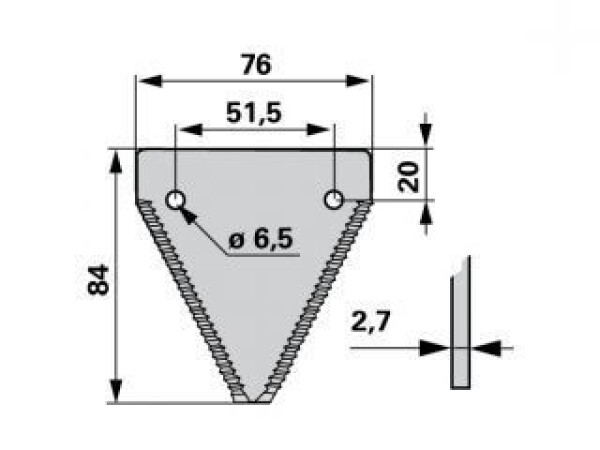 NOŽ KOSE 76X84X2,7 FI 6,5MM (51MM) KOMBAJN CLAAS
