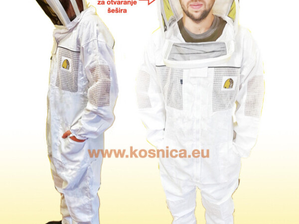 NOVI MODEL 2025 Pčelarsko ventilirajuće odijelo (kombinezon) delux P. s irskim modelom šešira - M