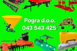 Poljoprivredni priključci. Novi sa dostavom. Plug. Tanjurača. Sjetvospremac. Drljaca. Atomizer. Malčer. Freza. Plug. Rotodrljaca. Mini bager.Sadilice. Cijepac.Mini damper. Prikolice.
