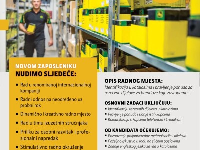 Prodavač/prodavačica rezervnih dijelova, Bjelovar