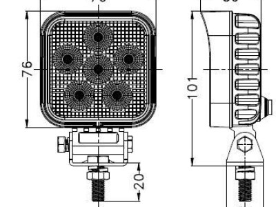Radna LED lampa 24LED, 24W, kvadratna, raspršena
