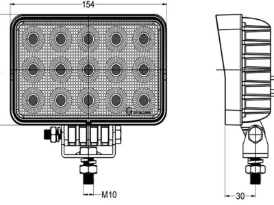 Radna LED lampa, 60 W, raspršena, pravokutna