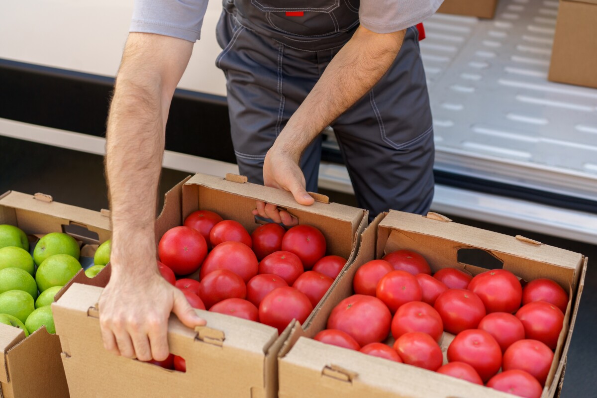 prodaja, povrće, kombi, rajčica