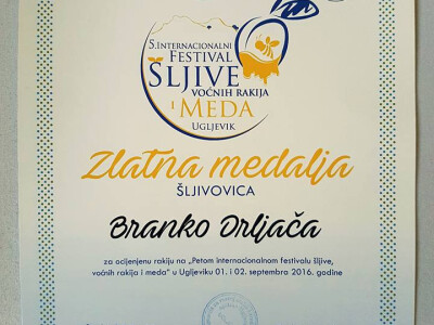 Zlatna medalja za Šljivovicu