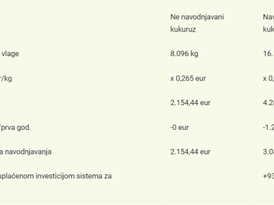 Pokusi navodnjavanja kukuruza Rivulis sistemima "kap po kap"