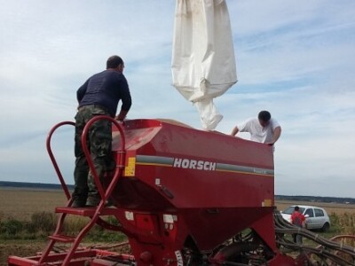 Telehendlerom se dižu te vreće i puni Horsch sijačica