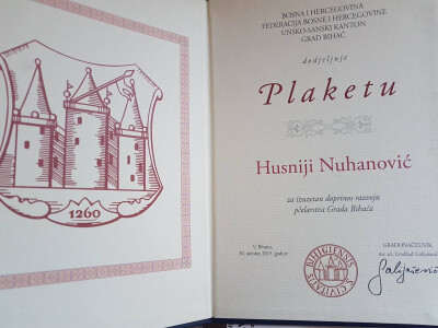 Plaketa grada Bihaća za doprinos razvoja pčelarstva