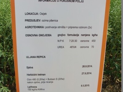 Informacije o pokusnom polju uljane repice