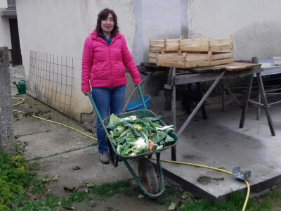 Nakon dolaska s tržnice, Željkica na gospodarstvu čisti gredice i plastenike