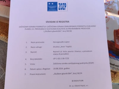 Hercegovački ćupter zaštićen proizvod