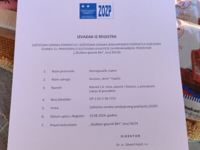 Hercegovački ćupter zaštićen proizvod