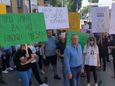 Prosvjed vlasnika farme Lukač ispred Hrvatskog veterinarskog instituta