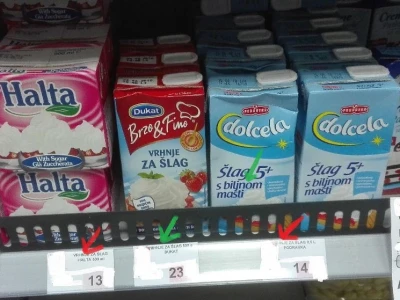 Mlijeko i mliječni proizvodi označeni u trgovinama