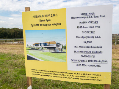 Početka izgradnje pogona za preradu mlijeka "Naša mljekara"