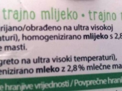 UHT mlijeko UHT mlijeko