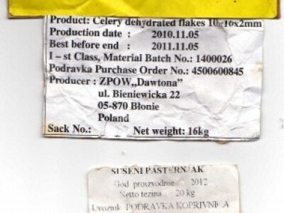 Uvoz sušenog povrća