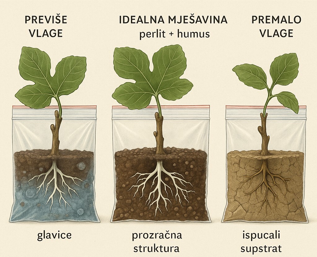 ukorjenjivanje reznica u zip vrećici