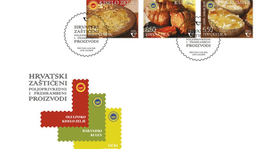 Lički krumpir, Baranjski kulen i Ogulinsko kiselo zelje na poštanskim markama