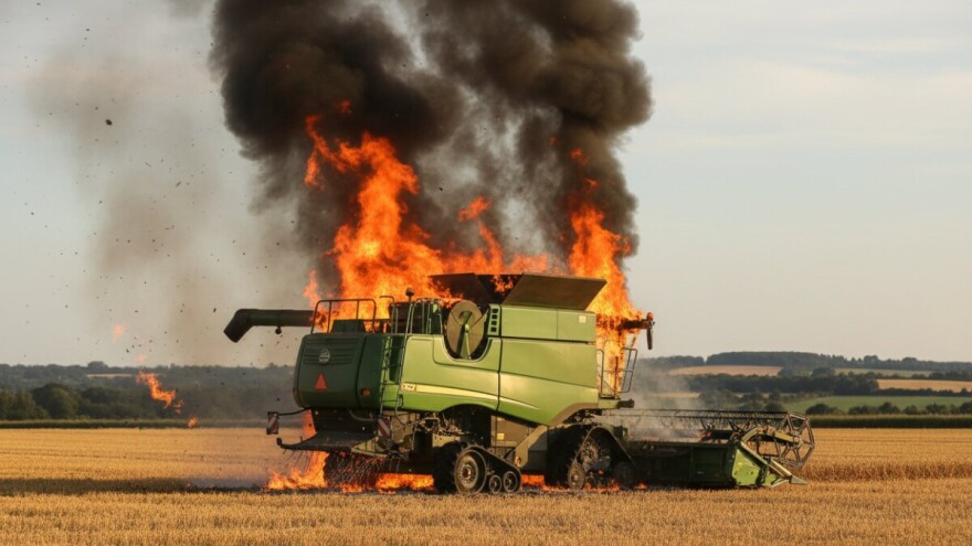 Iskočio iz gorućeg kombajna i spasio živu glavu!