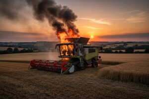 Iskočio iz gorućeg kombajna i spasio živu glavu!