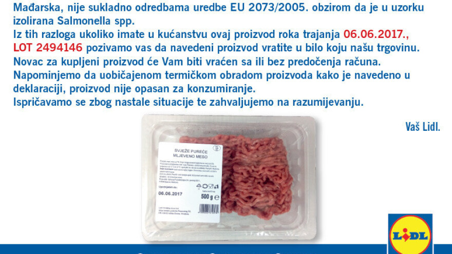 Salmonela u purećem mljevenom mesu iz Mađarske