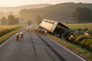 Kamion sa svinjama sletio s ceste
