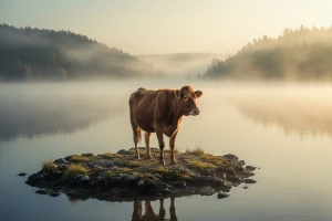 Krava pobjegla iz klaonice, skočila u jezero i izborila se za svoj život