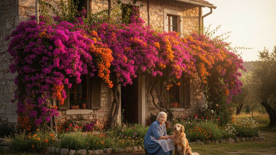 Kuća u opsadi penjačica bugenvilija