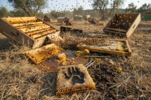 Medvjed rasturio pčelinjak na Krku
