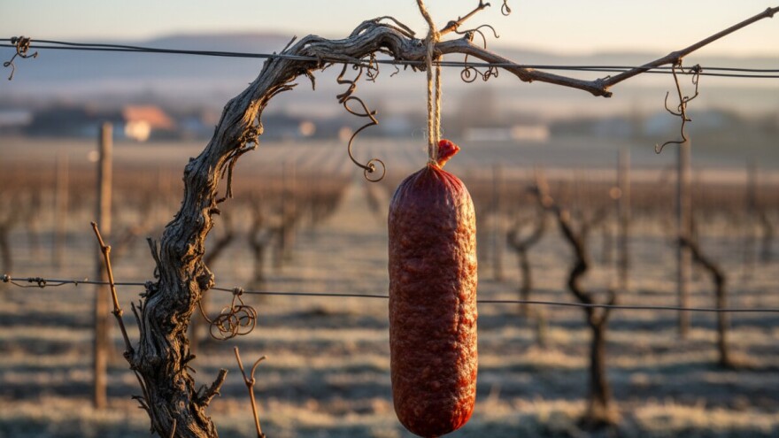 Mesić objesio kulen i kobasice o trsove