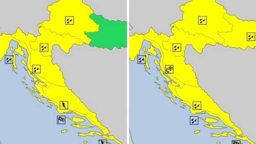 Cijela Hrvatska u žutom: snijeg, kiša i pijavice