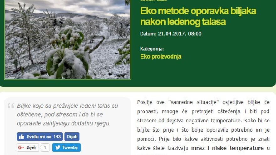April je opet bio nesklon poljoprivrednicima