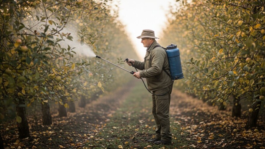 Odstranjivanje lišća UREOM u voćnjacima