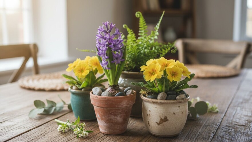 Proljetni vrtić od jaglaca, paprati, zumbula