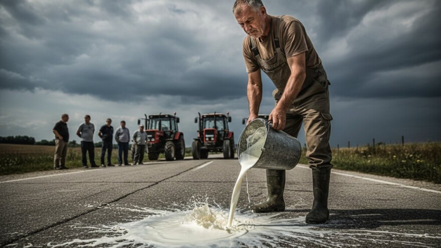 Prosvjed proizvođača mlijeka u Donjem Miholjcu