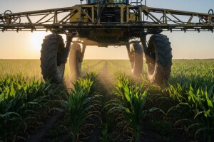 Prskalica koja leti iznad kukuruza